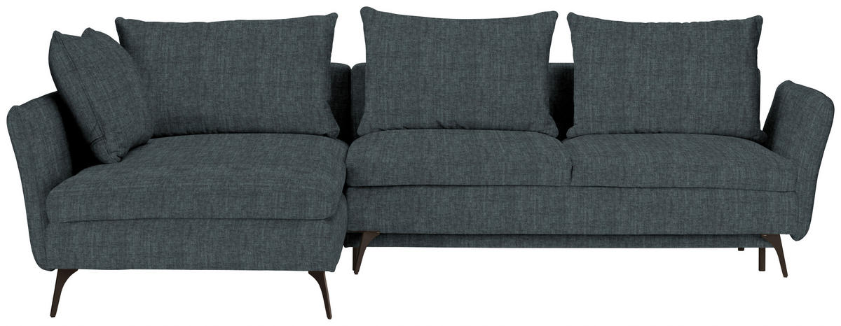 ECKSOFA in Webstoff Türkis  - Türkis/Schwarz, Design, Textil/Metall (182/280cm) - Carryhome