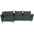 ECKSOFA in Webstoff Türkis  - Türkis/Schwarz, Design, Textil/Metall (182/280cm) - Carryhome