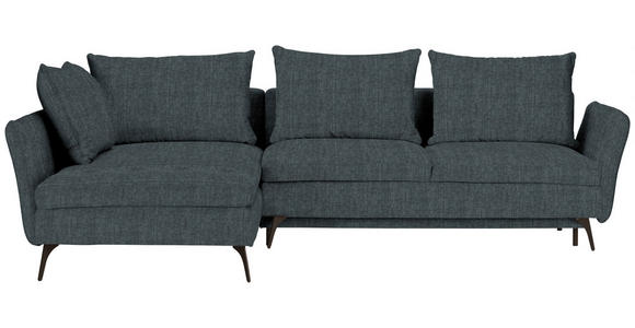 ECKSOFA in Webstoff Türkis  - Türkis/Schwarz, Design, Textil/Metall (182/280cm) - Carryhome