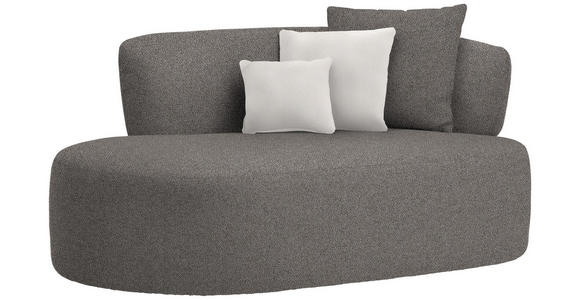 RÉCAMIERE  in Plüsch Creme, Graphitfarben  - Creme/Schwarz, MODERN, Kunststoff/Textil (166/86/105cm) - Hom`in