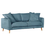 BIGSOFA in Cord Petrol  - Petrol/Naturfarben, ROMANTIK / LANDHAUS, Holz/Textil (220/69/100cm) - Landscape