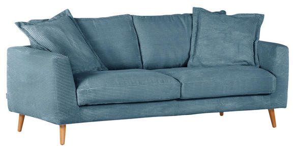 BIGSOFA Cord Petrol  - Petrol/Naturfarben, ROMANTIK / LANDHAUS, Holz/Textil (220/69/100cm) - Landscape