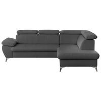 ECKSOFA Grau Lederlook  - Chromfarben/Grau, KONVENTIONELL, Textil/Metall (256/209cm) - Livetastic
