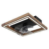 STROPNÍ VENTILÁTOR, 44/44/13,5 cm - tmavě hnědá/černá, Natur, kov/kompozitní dřevo (44/44/13,5cm) - Globo