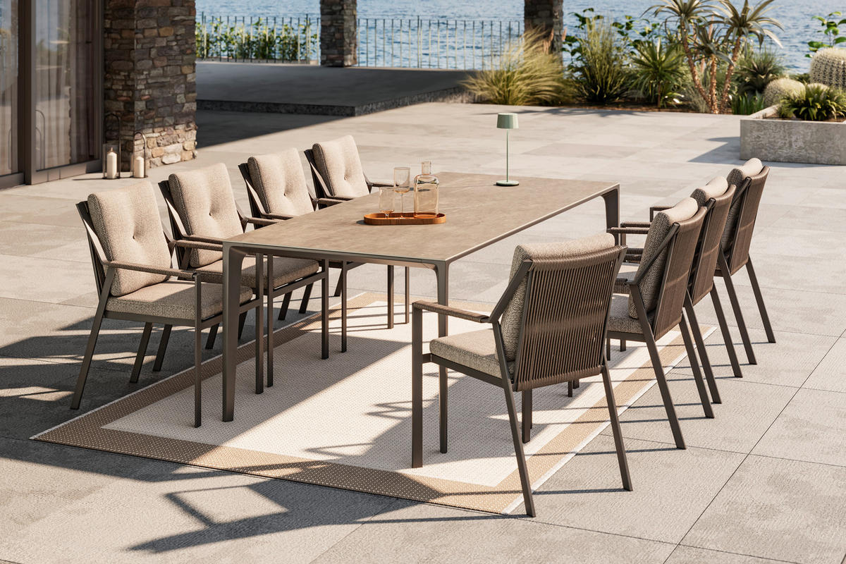 KERTI ASZTAL 220/100/73,5 cm   - antracit, Design, kő/fém (220/100/73,5cm) - Dieter Knoll