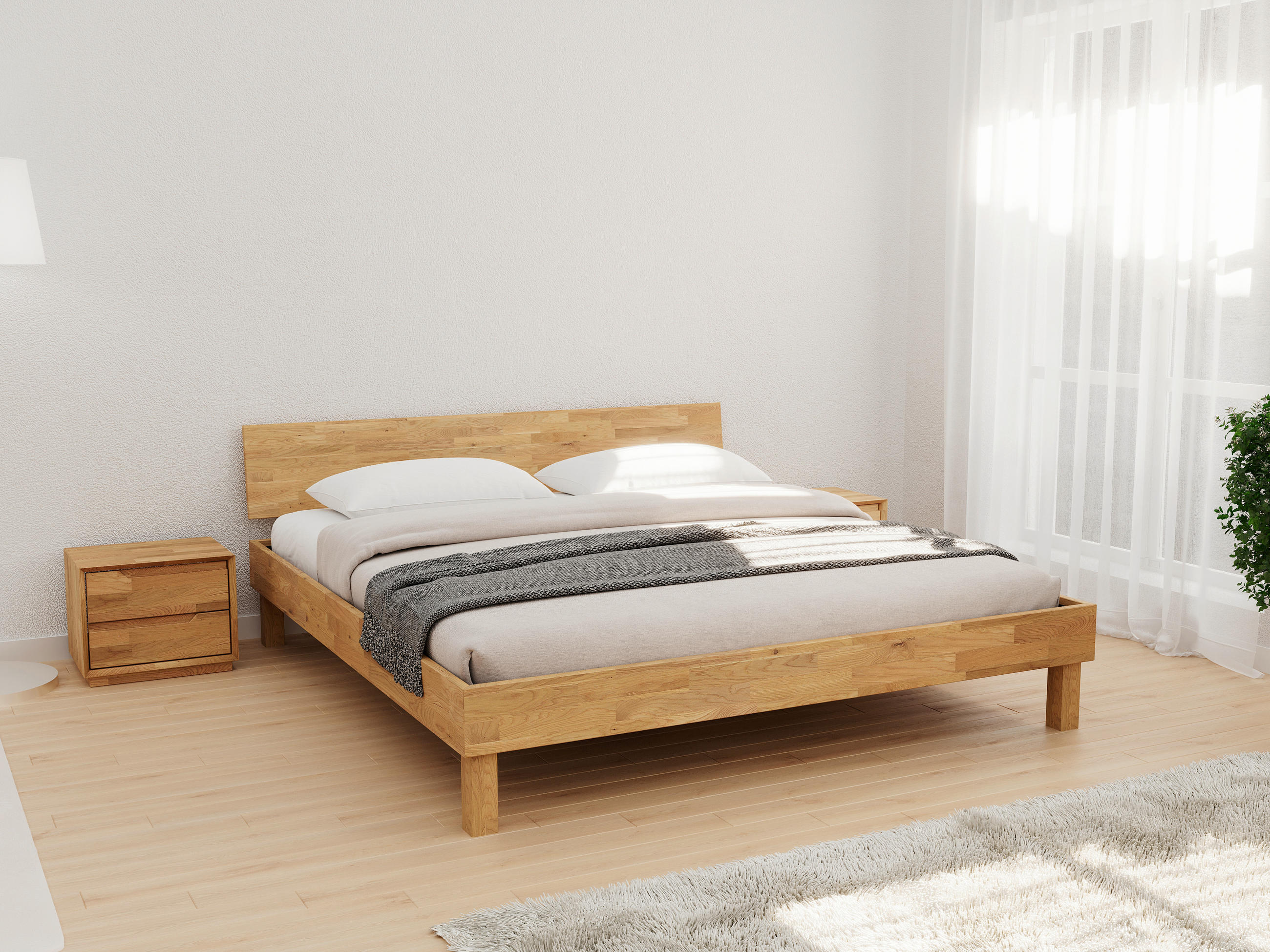 BETT 200/200 cm  in Wildeiche  - Wildeiche, MODERN, Holz (200/200cm) - MID.YOU