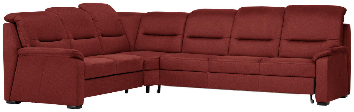 ECKSOFA in Mikrofaser Rot  - Rot/Schwarz, Konventionell, Holz/Textil (245/303cm) - Beldomo Comfort