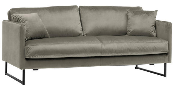 2,5-SITZER in Samt Grau - Schwarz/Grau, Design, Textil/Metall (180/78/84cm) - Carryhome
