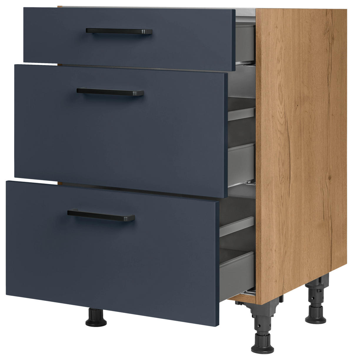 SCHUBKASTENUNTERSCHRANK 60/87/56 cm  in Blau, Eichefarben  - Blau/Eichefarben, MODERN, Holzwerkstoff/Metall (60/87/56cm) - Nobilia