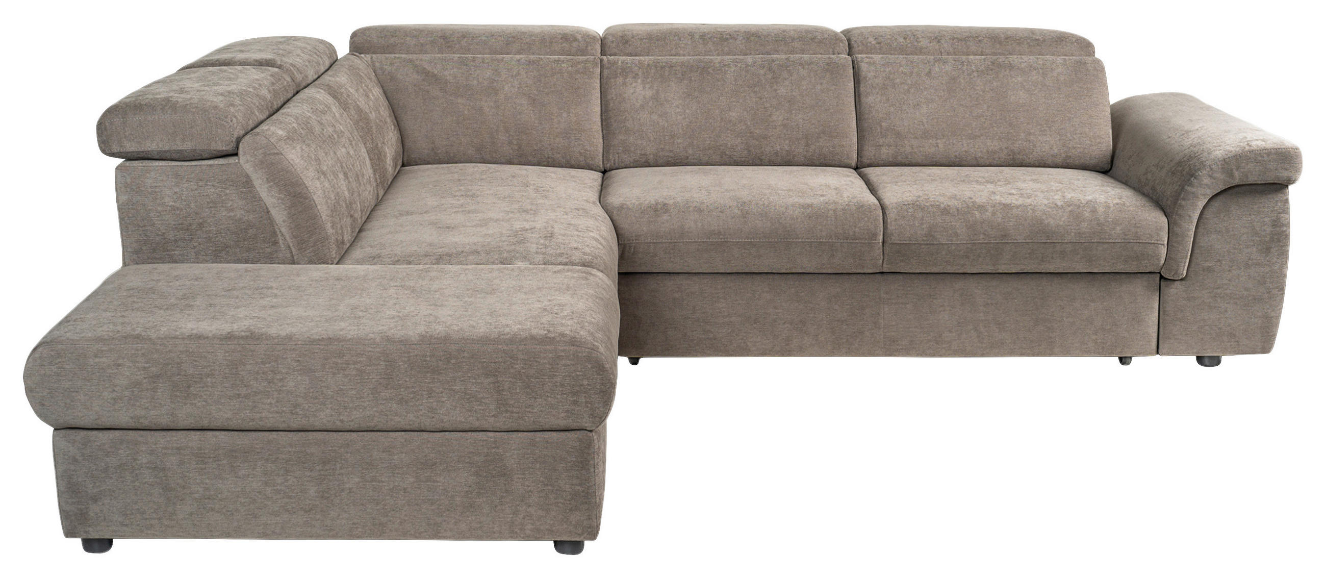 ECKSOFA Taupe Flachgewebe Bettkasten, Schlaffunktion, Rücken echt, Liegefläche im Originalstoff  - Taupe/Schwarz, KONVENTIONELL, Kunststoff/Textil (235/280cm) - Carryhome