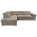 ECKSOFA Taupe Flachgewebe Bettkasten, Schlaffunktion, Rücken echt, Liegefläche im Originalstoff  - Taupe/Schwarz, KONVENTIONELL, Kunststoff/Textil (235/280cm) - Carryhome