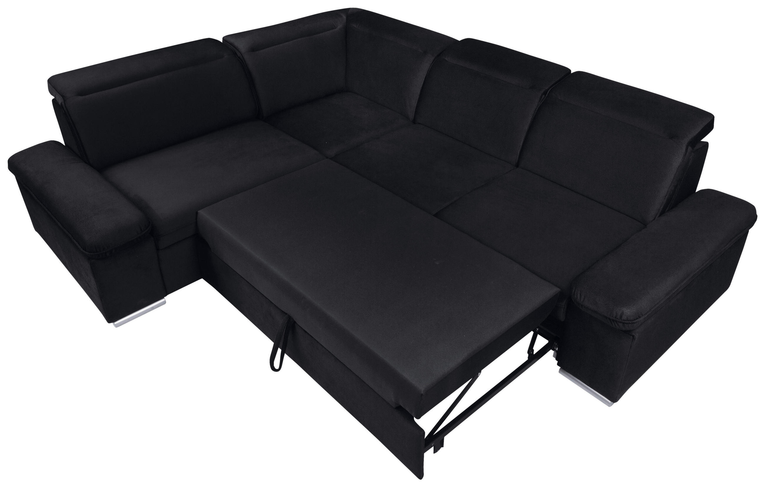 ECKSCHLAFSOFA Schwarz  - Silberfarben/Schwarz, Design, Textil/Metall (218/268cm) - MID.YOU