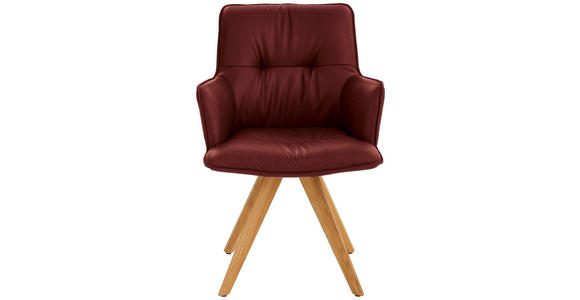 ARMLEHNSTUHL in Holz, Leder Bordeaux  - Eichefarben/Bordeaux, Design, Leder/Holz (59/89/63cm) - Dieter Knoll