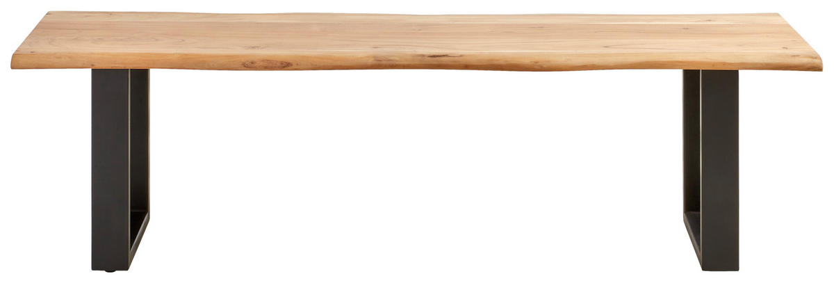SITZBANK 120/45/45 cm Schwarz, Akaziefarben Akazie vollmassiv  - Schwarz/Akaziefarben, Basics, Holz/Metall (120/45/45cm) - MID.YOU