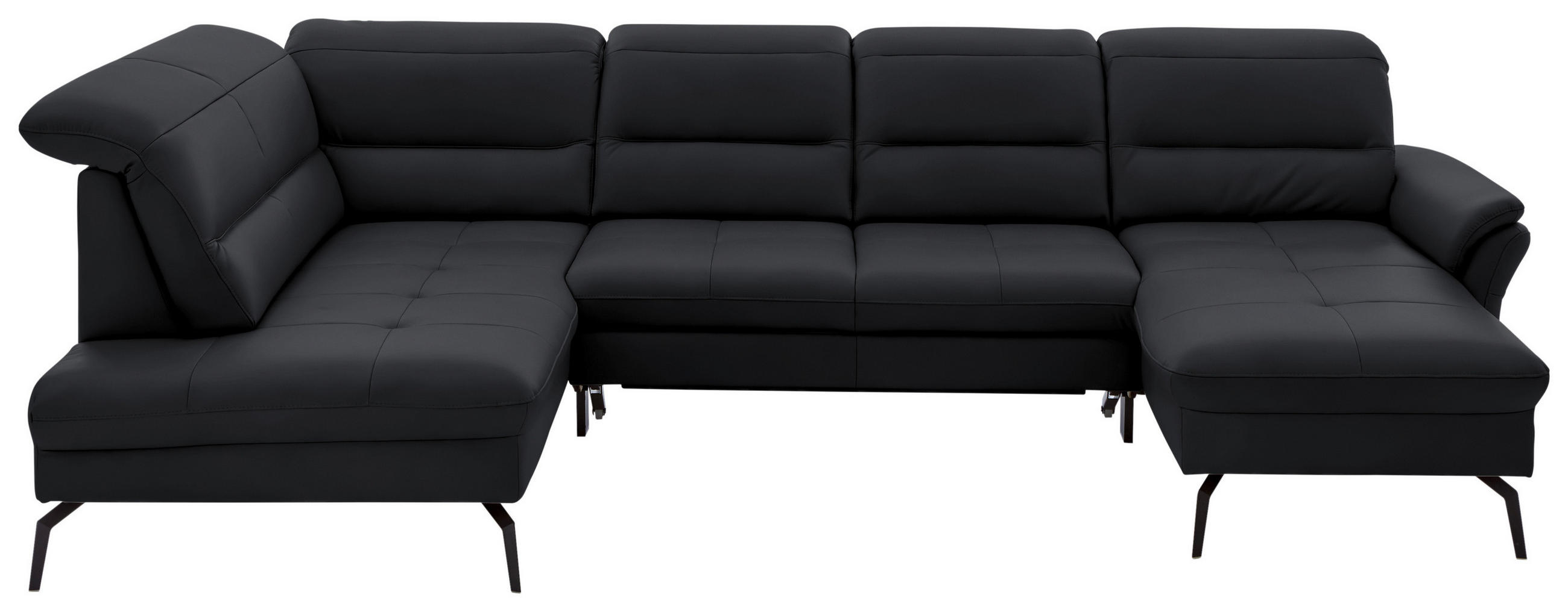 WOHNLANDSCHAFT in Echtleder Anthrazit  - Anthrazit/Schwarz, Design, Leder/Metall (206/336/181cm) - Beldomo Speed