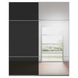 SCHWEBETÜRENSCHRANK 201/223/68 cm 2-türig Grau, Schwarz  - Schwarz/Alufarben, KONVENTIONELL, Glas/Holzwerkstoff (201/223/68cm) - Novel