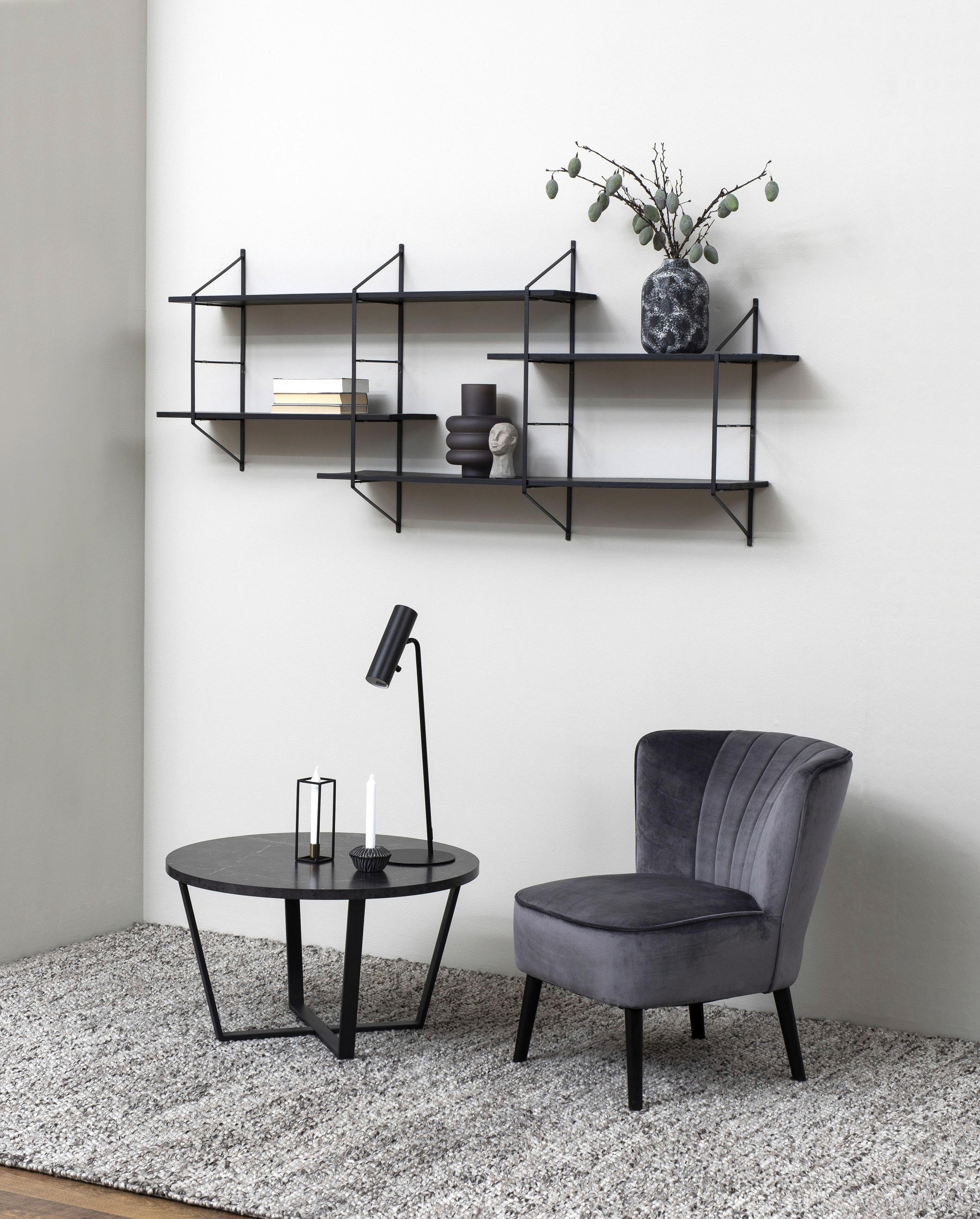 Thumbnail - Carryhome Couchtisch, Schwarz, Metall, Holzwerkstoff, Marmoroptik, rund, 77x44x77 cm, Wohnzimmer, Wohnzimmertische, Couc...