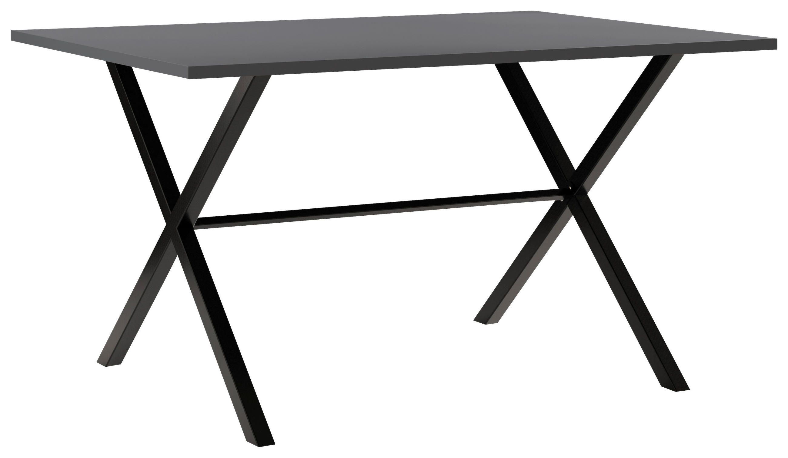 ESSTISCH Anthrazit rechteckig   - Anthrazit/Schwarz, Design, Holzwerkstoff/Metall (140/90/76cm) - Stylife