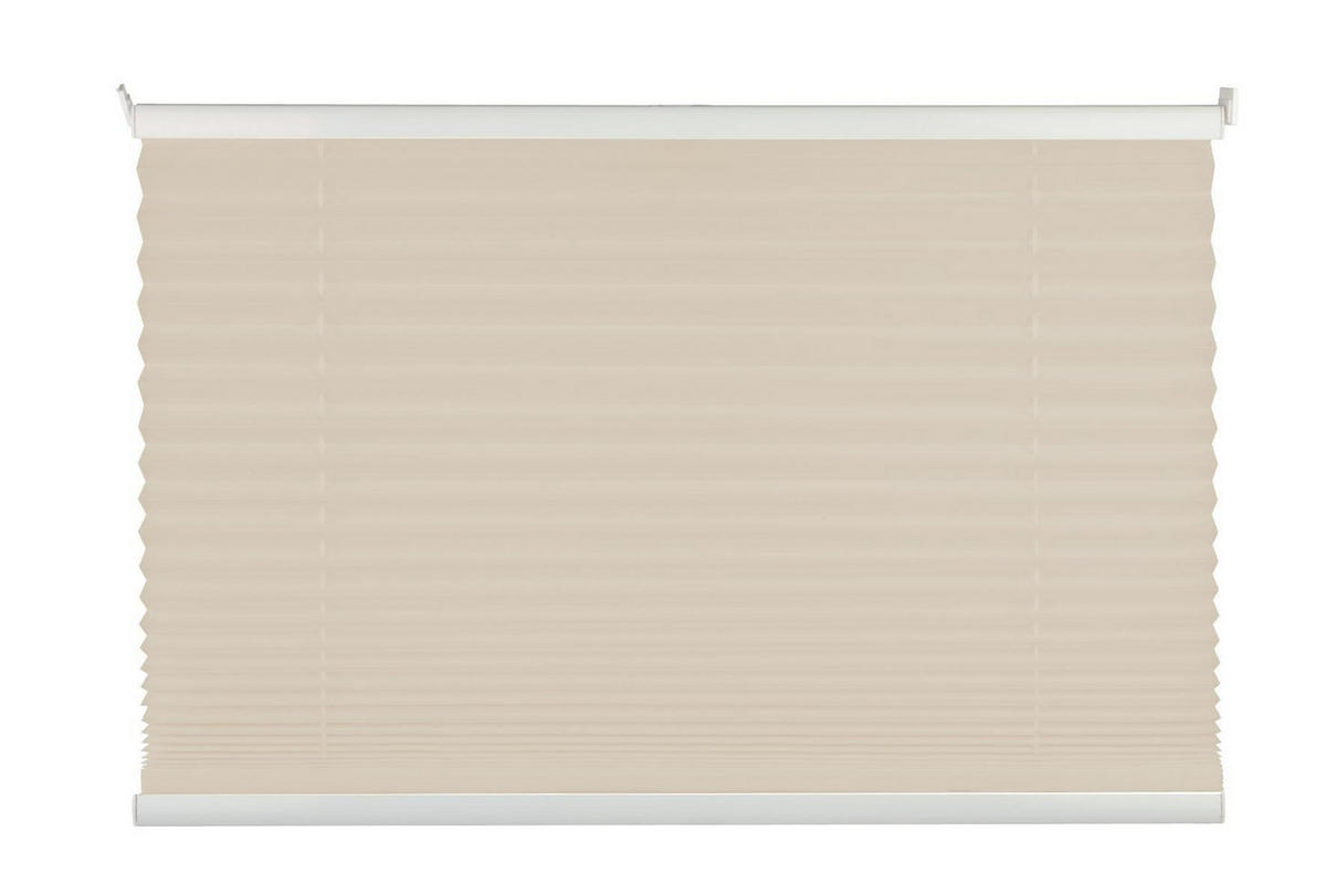 PLISSEE  halbtransparent   100/130 cm   - Sandfarben, Basics, Textil (100/130cm)