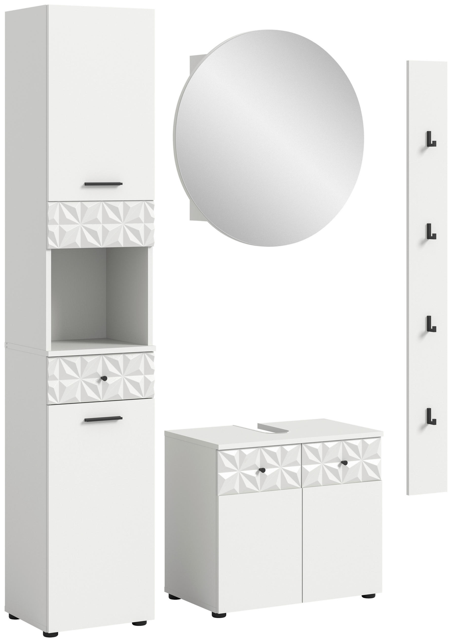 KÚPEĽŇA biela  - čierna/biela, Modern, kov/kompozitné drevo (111cm) - MID.YOU