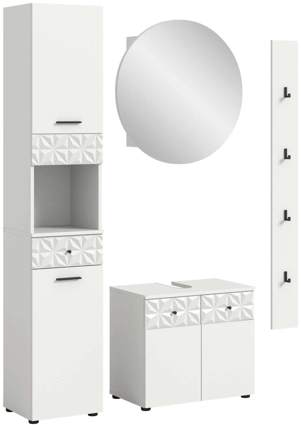 KÚPEĽŇA biela  - čierna/biela, Modern, kov/kompozitné drevo (111cm) - MID.YOU