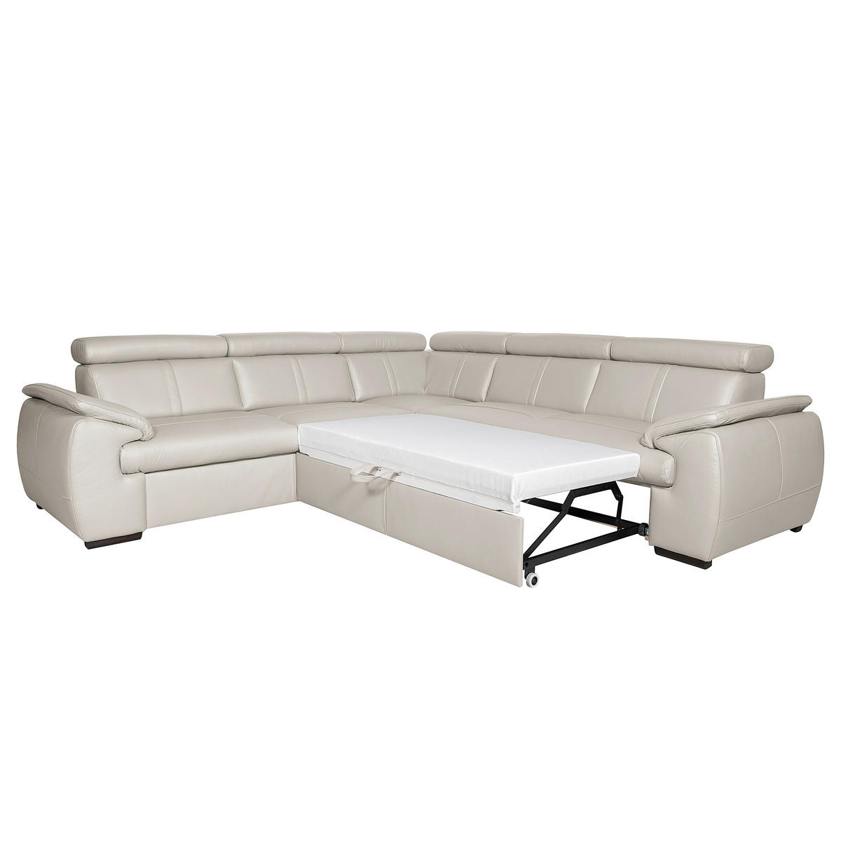 ECKSOFA  in Echtleder Platinfarben  - Platinfarben/Schwarz, Design, Leder/Holz (265/265cm) - Livetastic