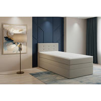 BOXSPRINGBETT 90/200 cm  in Beige  - Beige/Schwarz, MODERN, Holzwerkstoff/Kunststoff (90/200cm) - MID.YOU