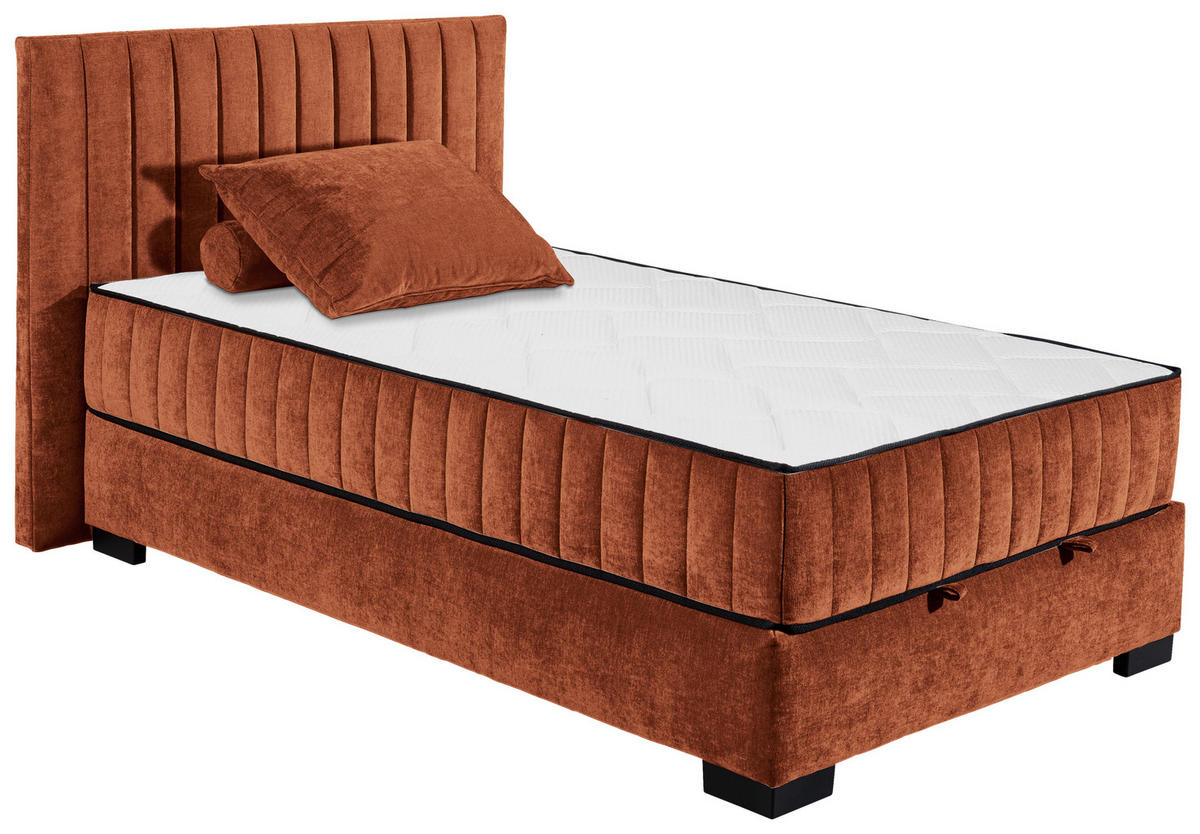 BOXBETT 120/200 cm  in Cognac  - Cognac/Schwarz, Modern, Holzwerkstoff/Kunststoff (120/200cm) - MID.YOU