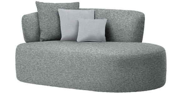 RÉCAMIERE in Flachgewebe Grau, Grün, Hellgrau - Hellgrau/Schwarz, MODERN, Kunststoff/Textil (166/86/105cm) - Hom`in