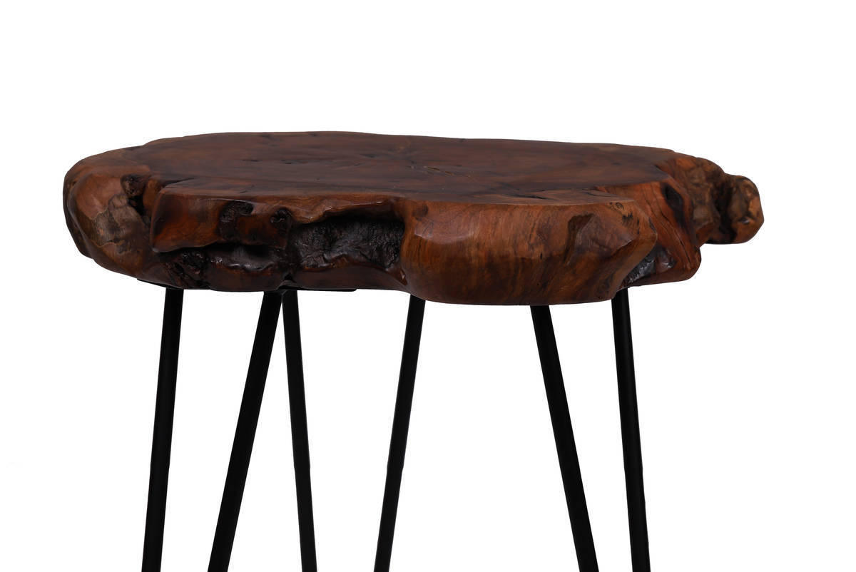 BEISTELLTISCH 30/30/40 cm Naturfarben, Dunkelbraun  - Dunkelbraun/Schwarz, Basics, Holz/Metall (30/30/40cm) - Kayoom