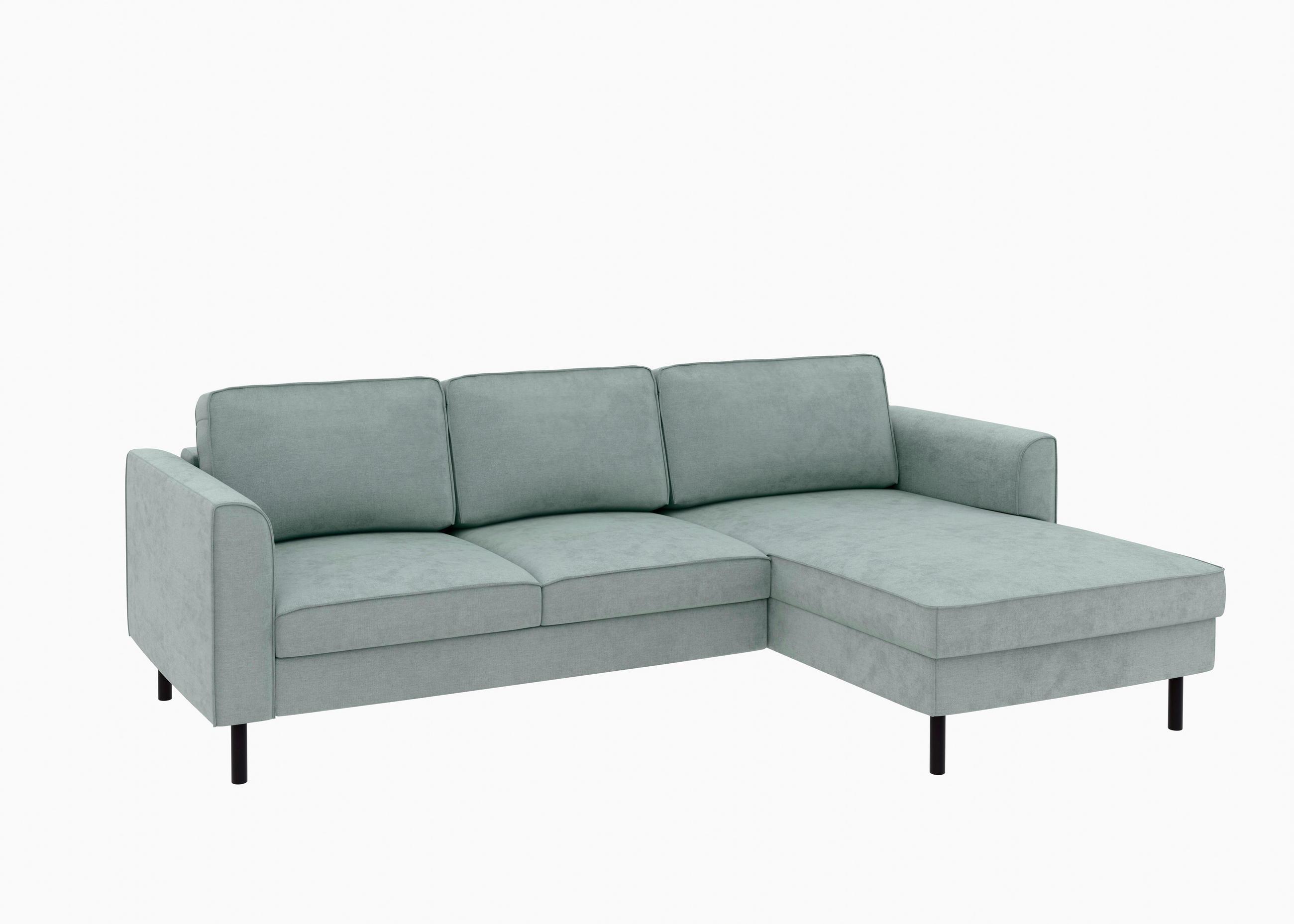 ECKSCHLAFSOFA Struktur Mintgrün  - Schwarz/Mintgrün, Modern, Textil/Metall (232/161cm) - Trendmanufaktur