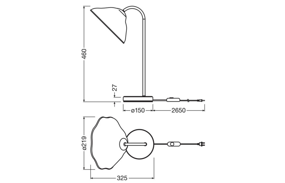 TISCHLEUCHTE 21,9/32,5/46 cm   - KONVENTIONELL, Papier/Metall (21,9/32,5/46cm) - Ledvance