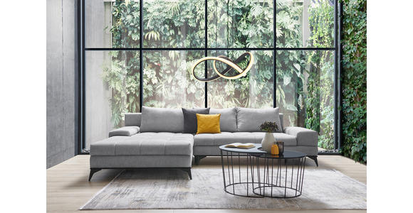 ECKSOFA Greige Webstoff - Greige/Schwarz, Design, Textil/Metall (212/315cm) - Carryhome