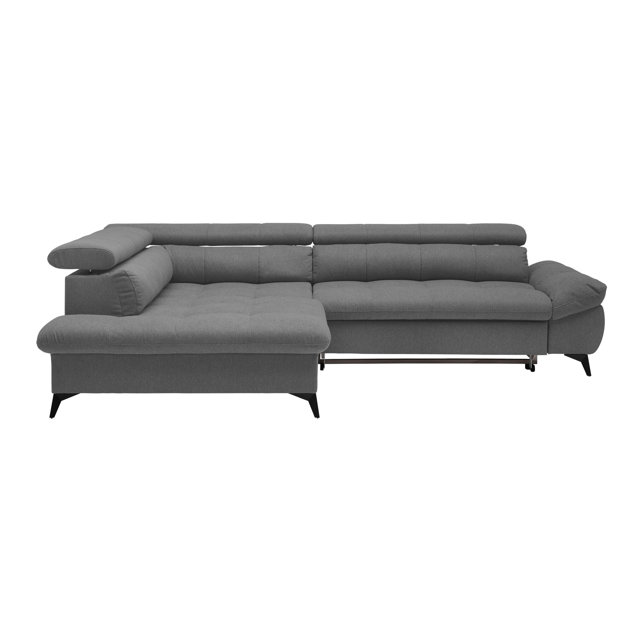 ECKSOFA in Chenille Anthrazit  - Anthrazit/Schwarz, Modern, Textil/Metall (201/296cm) - Livetastic