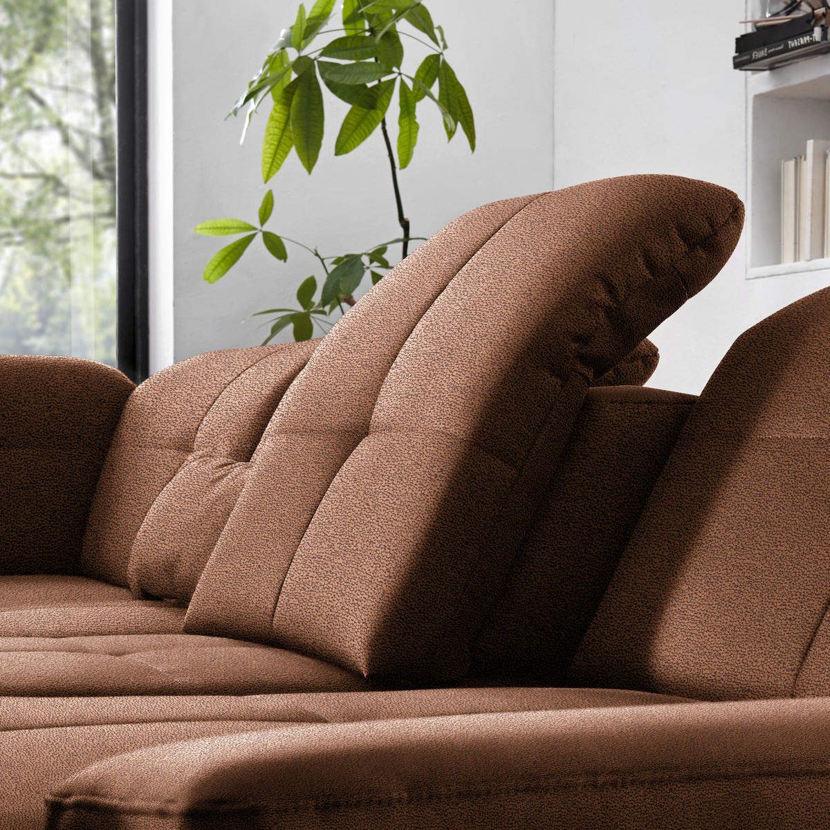ECKSOFA  in Flachgewebe Braun  195/309 cm  - Chromfarben/Braun, Design, Textil (195/309cm) - Beldomo Style