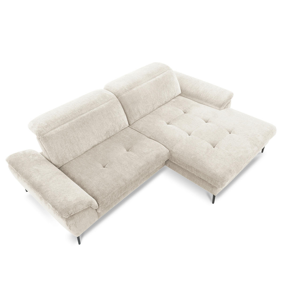 ECKSOFA   - Weiss/Schwarz, Design, Textil/Metall (268/195cm) - Livetastic
