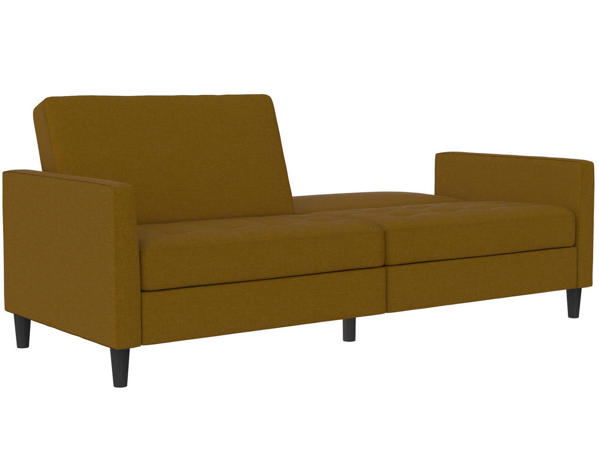 SCHLAFSOFA Webstoff, Leinenoptik Currygelb  - Currygelb/Schwarz, Basics, Kunststoff/Textil (207/86/86cm) - Livetastic
