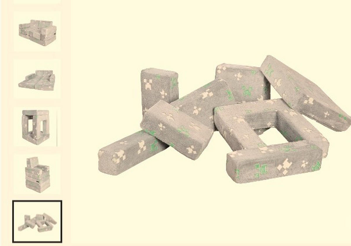 JUGEND- UND KINDERSOFA Minecraft in Grau Modern  - Rot/Grau, Trend, Textil (120/60/60cm) - P & B