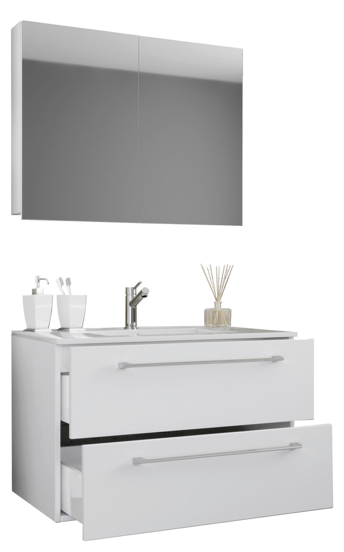 BADRUM 60 cm  - vit/aluminiumfärg, Modern, metall/trämaterial (60cm) - MID.YOU