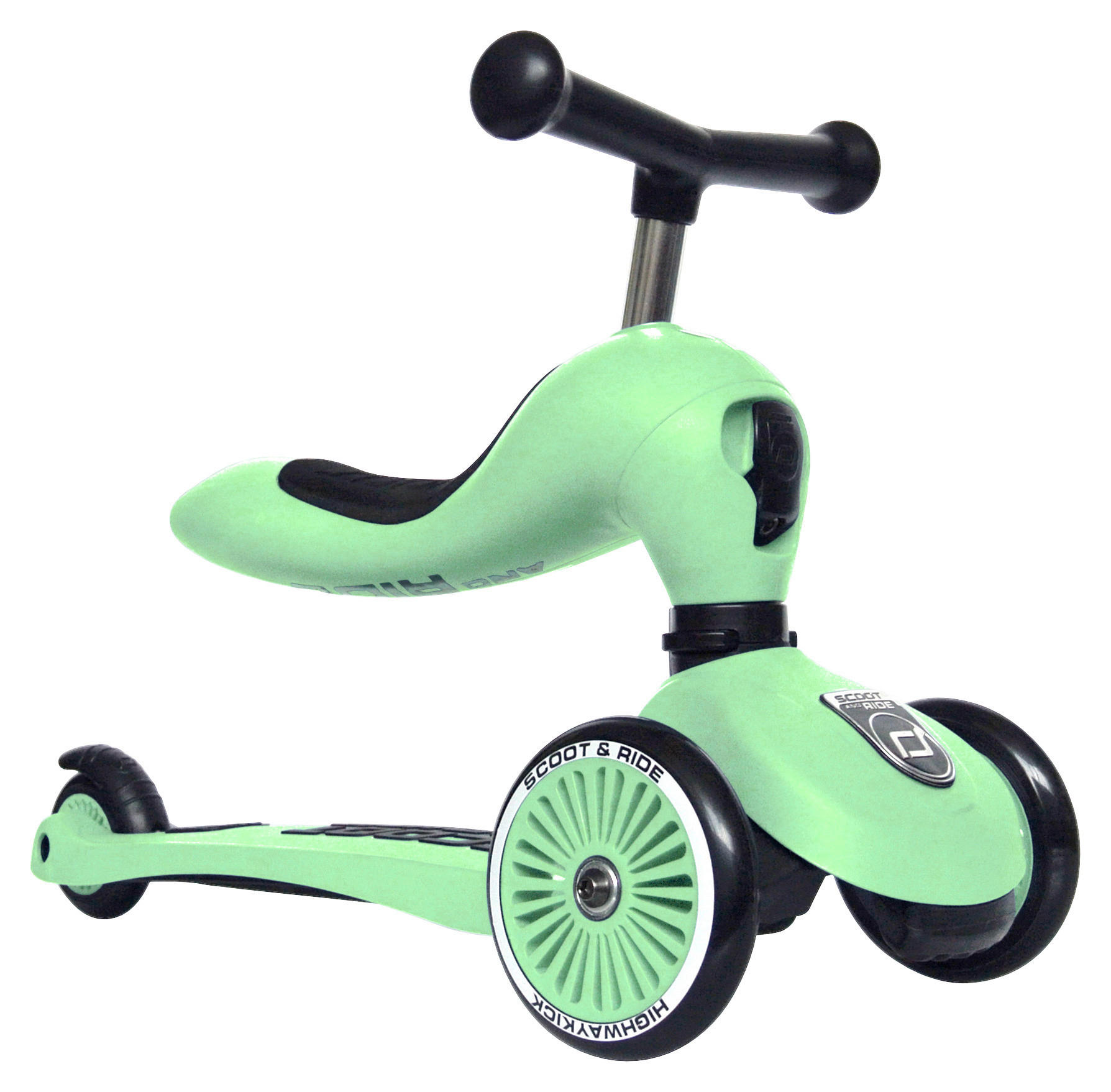 LAUFRAD/KINDERSCOOTER 2in1 HIGHWAYKICK 1 - Grün, Trend, Kunststoff/Metall (24/37/55cm) - Scoot and Ride