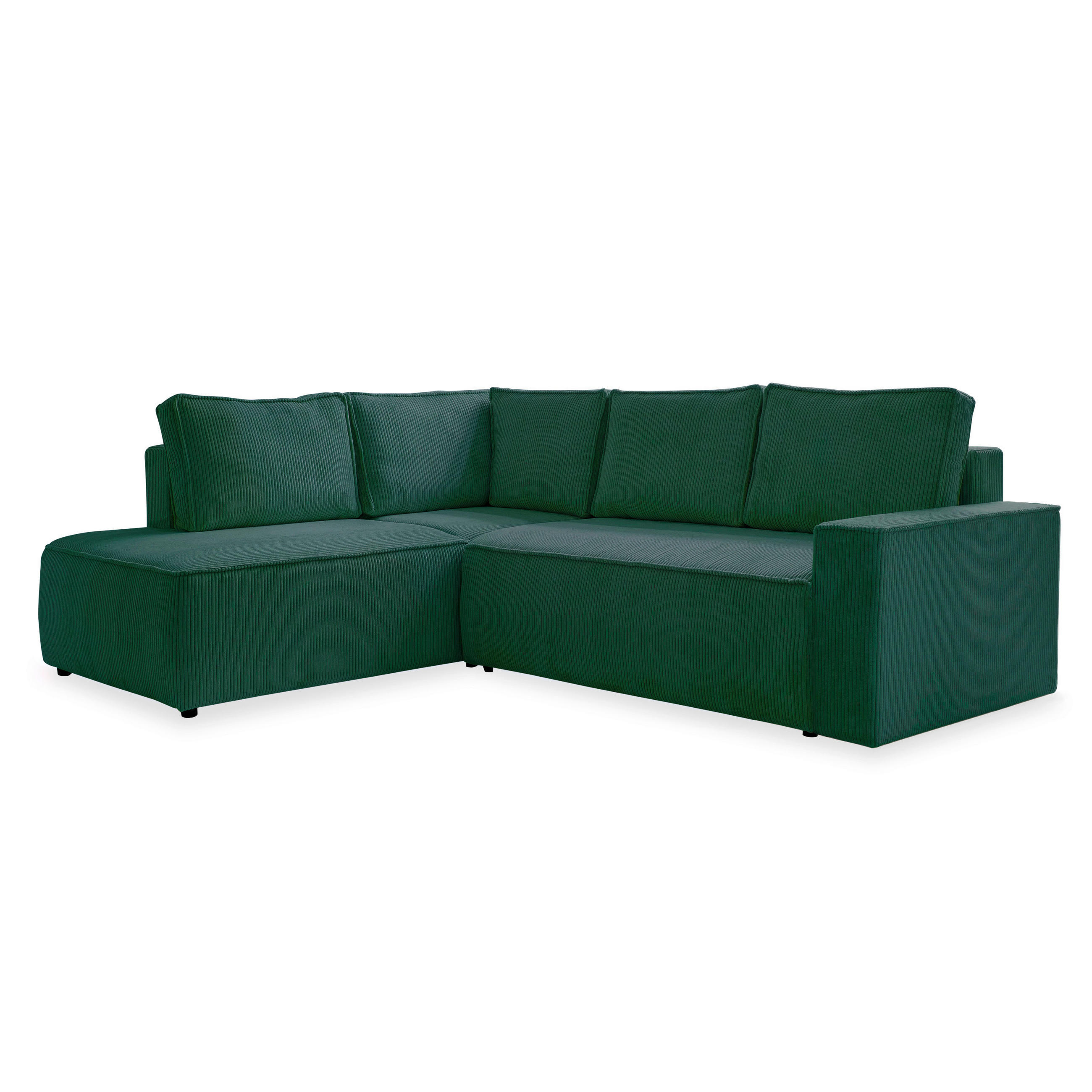 ECKSOFA 194/247 cm  in Cord Dunkelgrün Rückenkissen, Bettkasten  194/247 cm  - Dunkelgrün/Schwarz, Design, Kunststoff/Textil (194/247cm) - MID.YOU