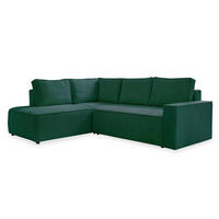 ECKSOFA 194/247 cm  in Cord Dunkelgrün Rückenkissen, Bettkasten  194/247 cm  - Dunkelgrün/Schwarz, Design, Kunststoff/Textil (194/247cm) - MID.YOU