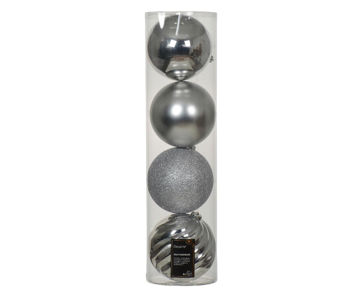 CHRISTBAUMKUGEL-SET  - Silberfarben (14,00/14,00/14,00cm) - X-Mas