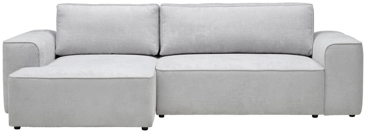 ECKSOFA in Plüsch Grau  - Blaugrau/Schwarz, Design, Kunststoff/Textil (152/288cm) - Xora