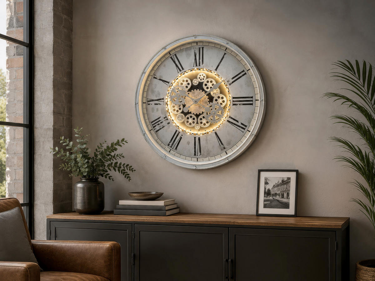 WANDUHR Alissa Schwarz, Weiß  - Schwarz/Weiß, Basics, Glas/Kunststoff (76/76cm) - Globo