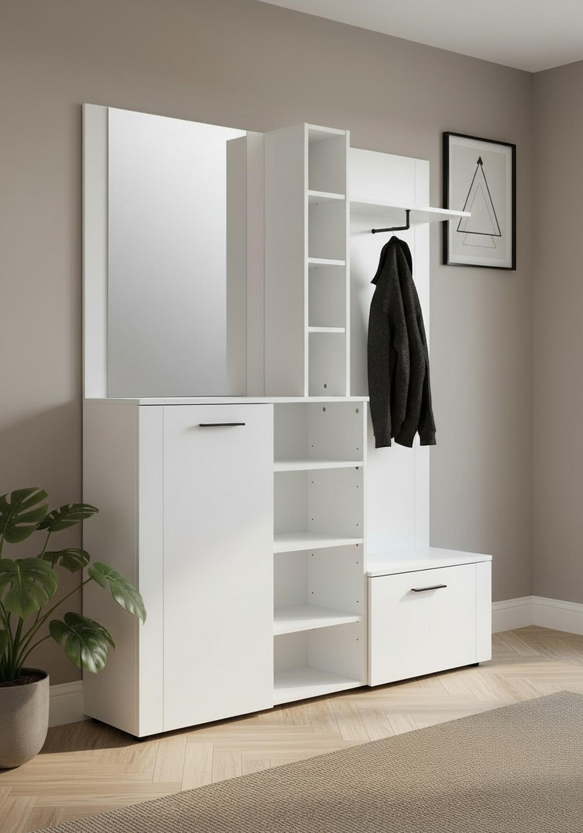 PREDSOBLJE  bijela  - bijela, Design, staklo/drvni materijal (150/190/32cm) - MID.YOU