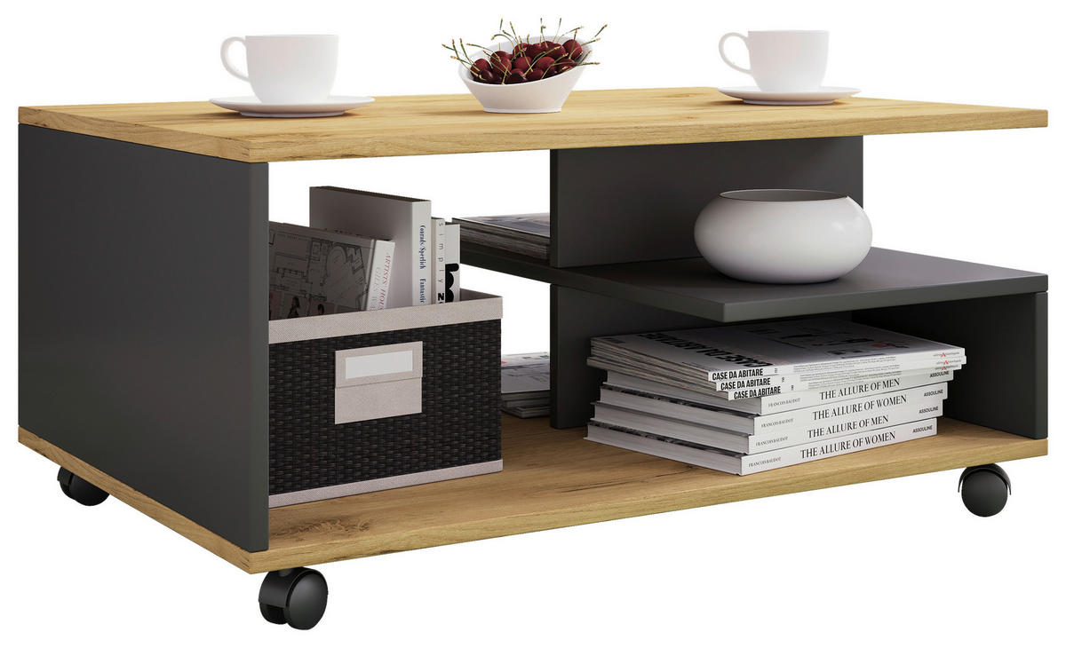SOFFBORD i trämaterial 80/50/41 cm  - honungsek/svart, Design, trämaterial/plast (80/50/41cm) - MID.YOU