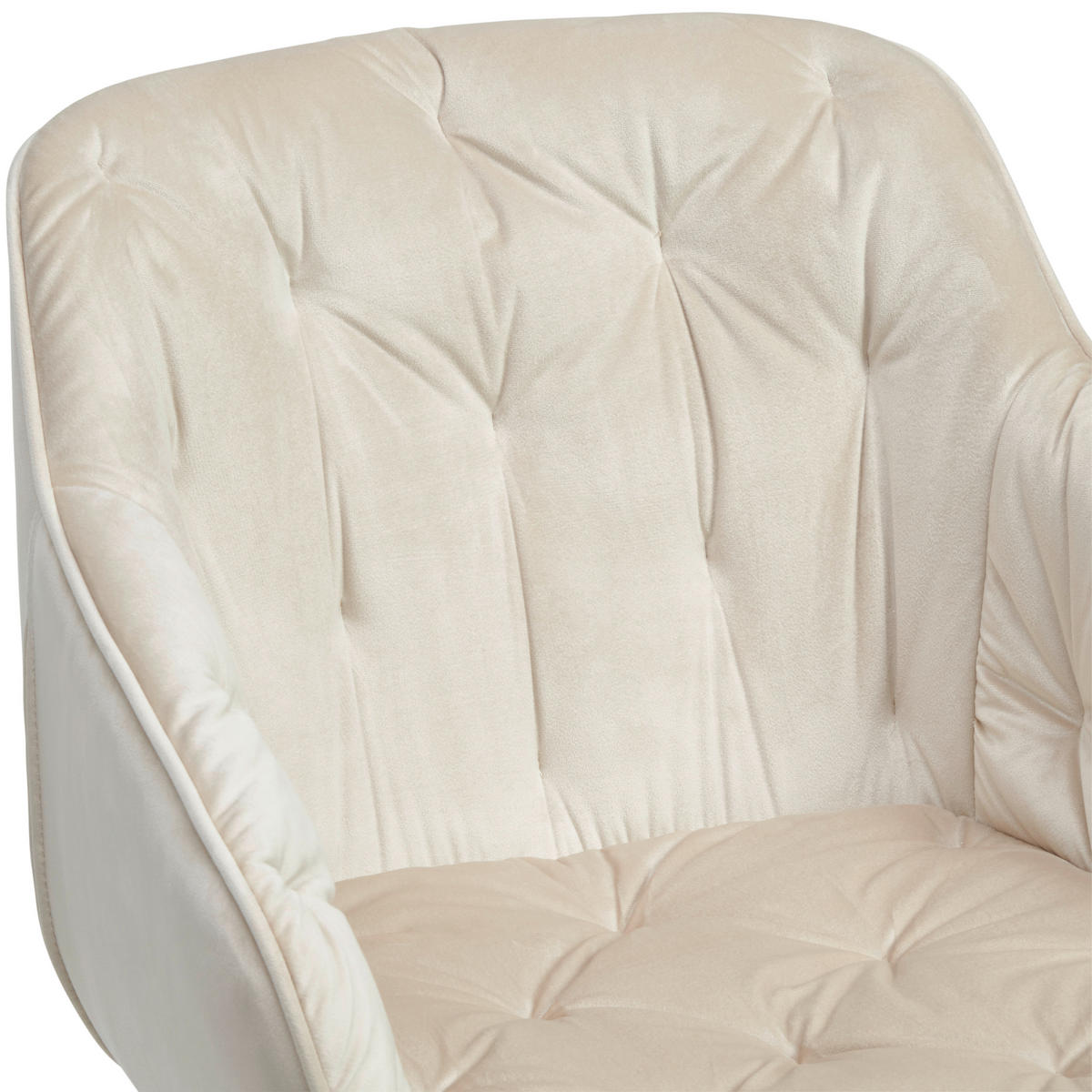 ARMLEHNSTUHL  Sitzfläche 360° drehbar, inklusive Armlehnen Samt  - Beige/Schwarz, MODERN, Textil/Metall (60/84/64cm) - Livetastic