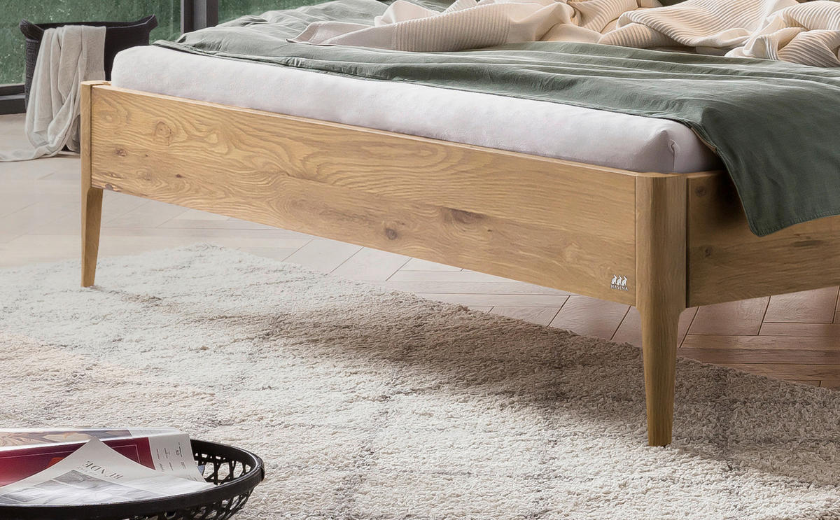 BETT 180/200 cm  in Dunkelgrau, Wildeiche  - Wildeiche/Dunkelgrau, Design, Holz (180/200cm) - Hasena