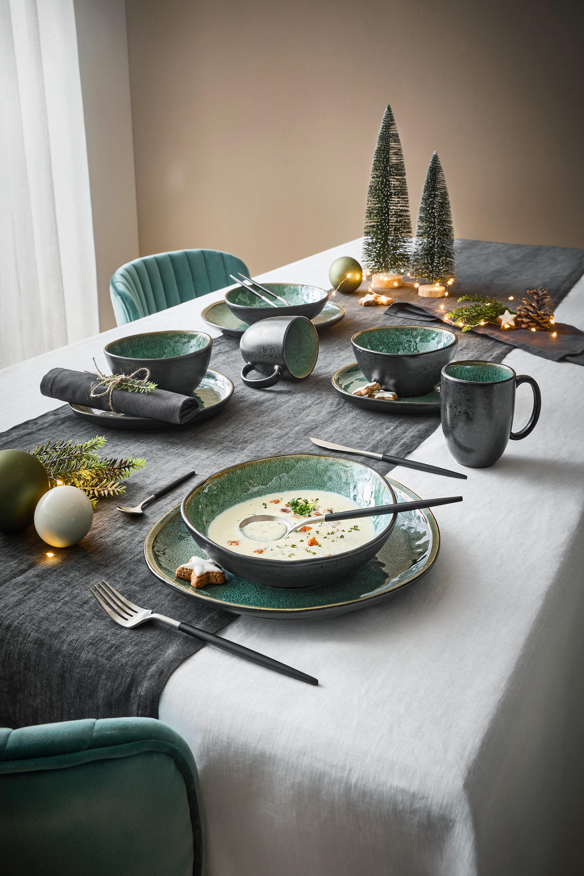 KOMBINOVANI SERVIS  SØREN GREEN   10 delova     - zelena, Trendi, keramika - Novel